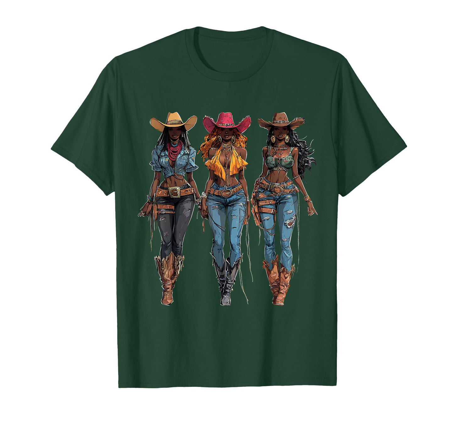 Black African American Cowgirl Western Country Texas Rodeo T-Shirt
