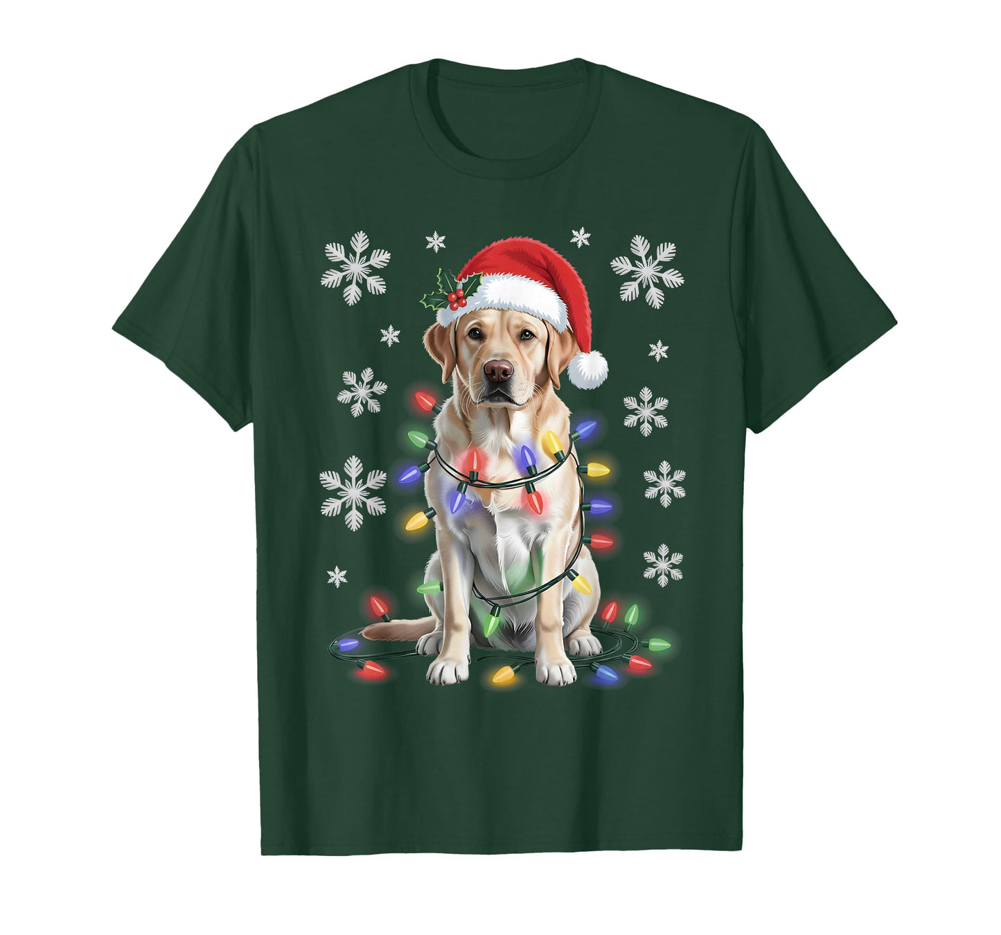 Yellow Labrador Retriever Christmas Tree Light Pajama Dog T-Shirt
