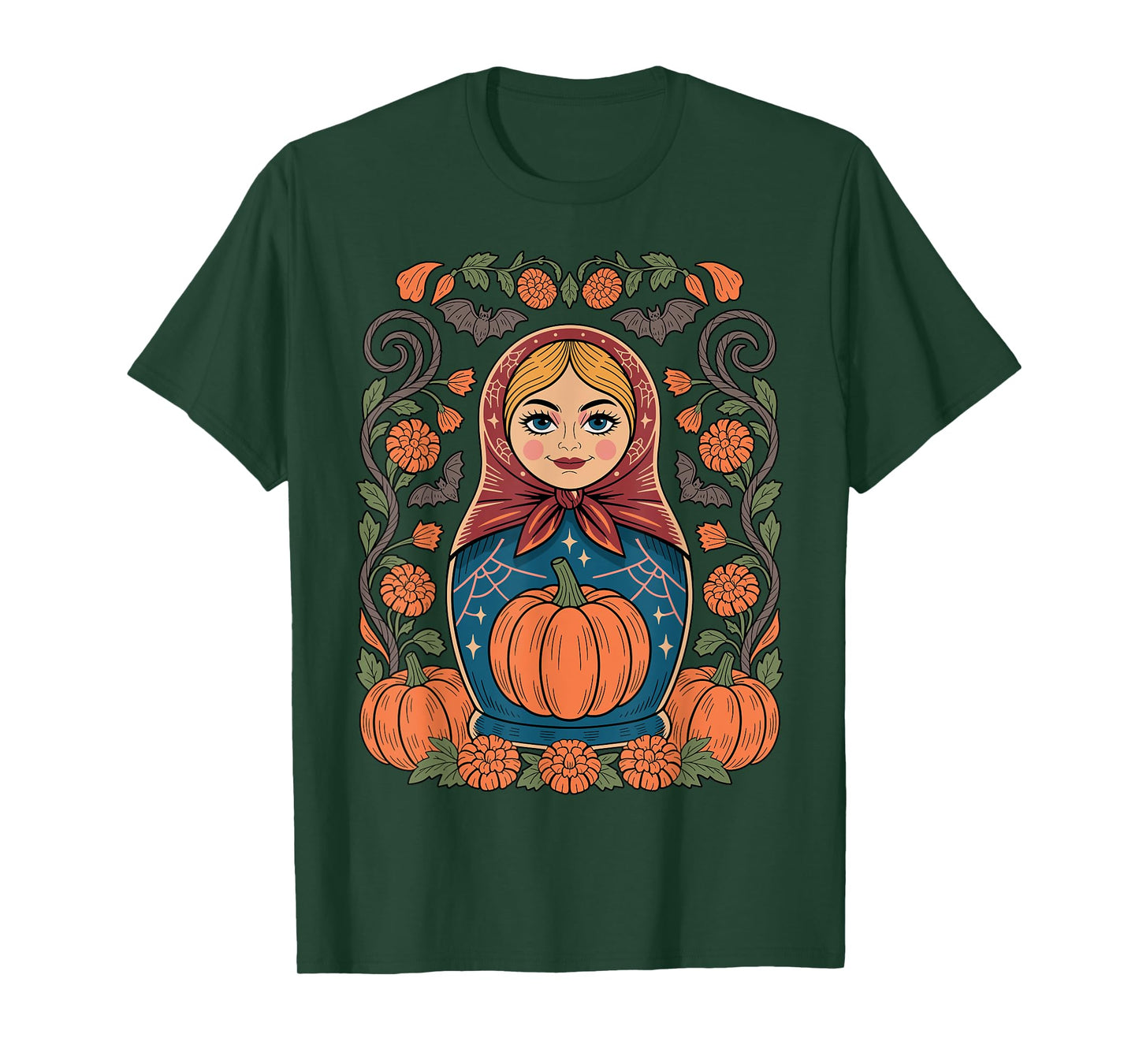 Russian Culture Khokhloma Doll Matroska Halloween T-Shirt