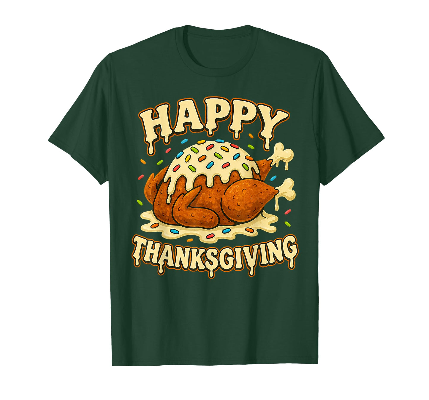 Happy Thanksgiving Drip Ice Cream Look Cool T-Shirt