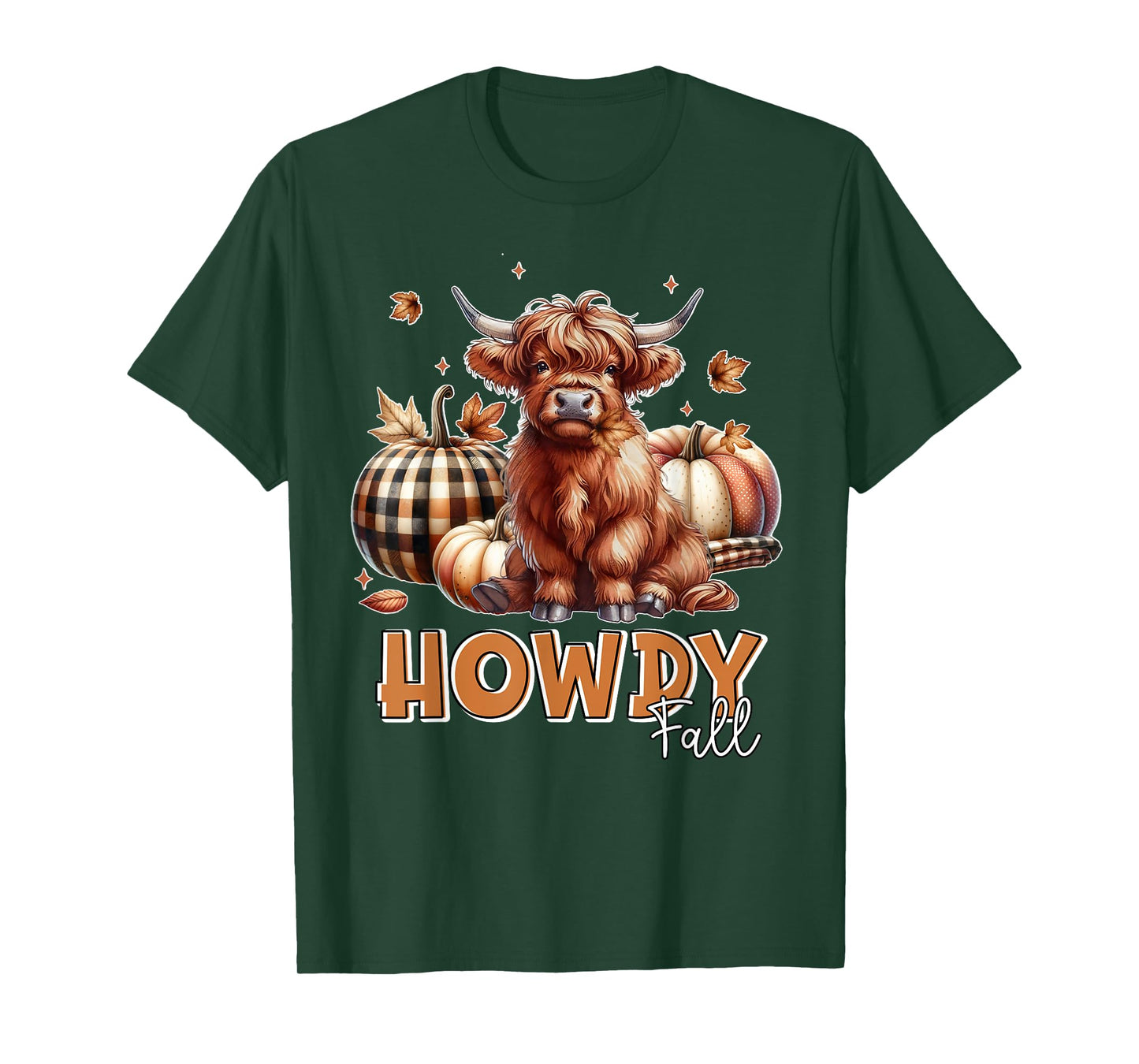 Howdy Fall Western Farm Country Highland Cow Autumn Pumpkin T-Shirt