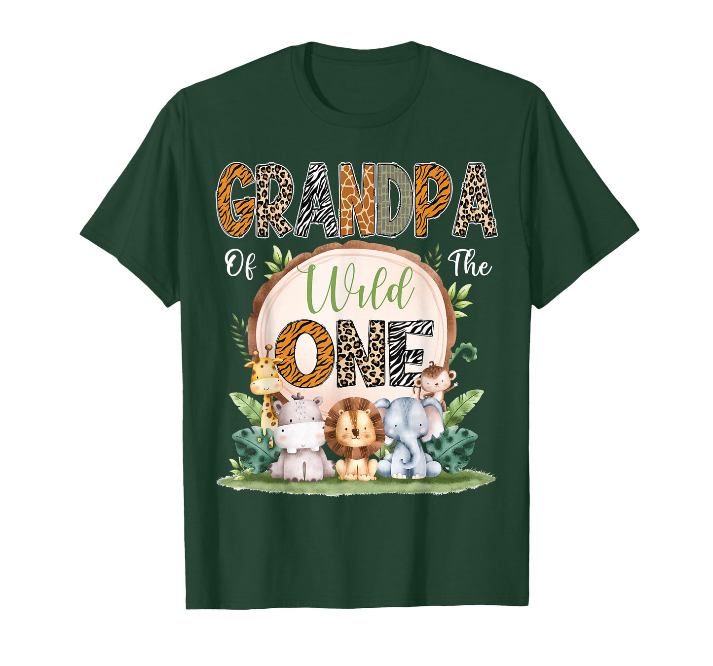 Grandpa Of The Wild One First Birthday Safari Woodland T-Shirt