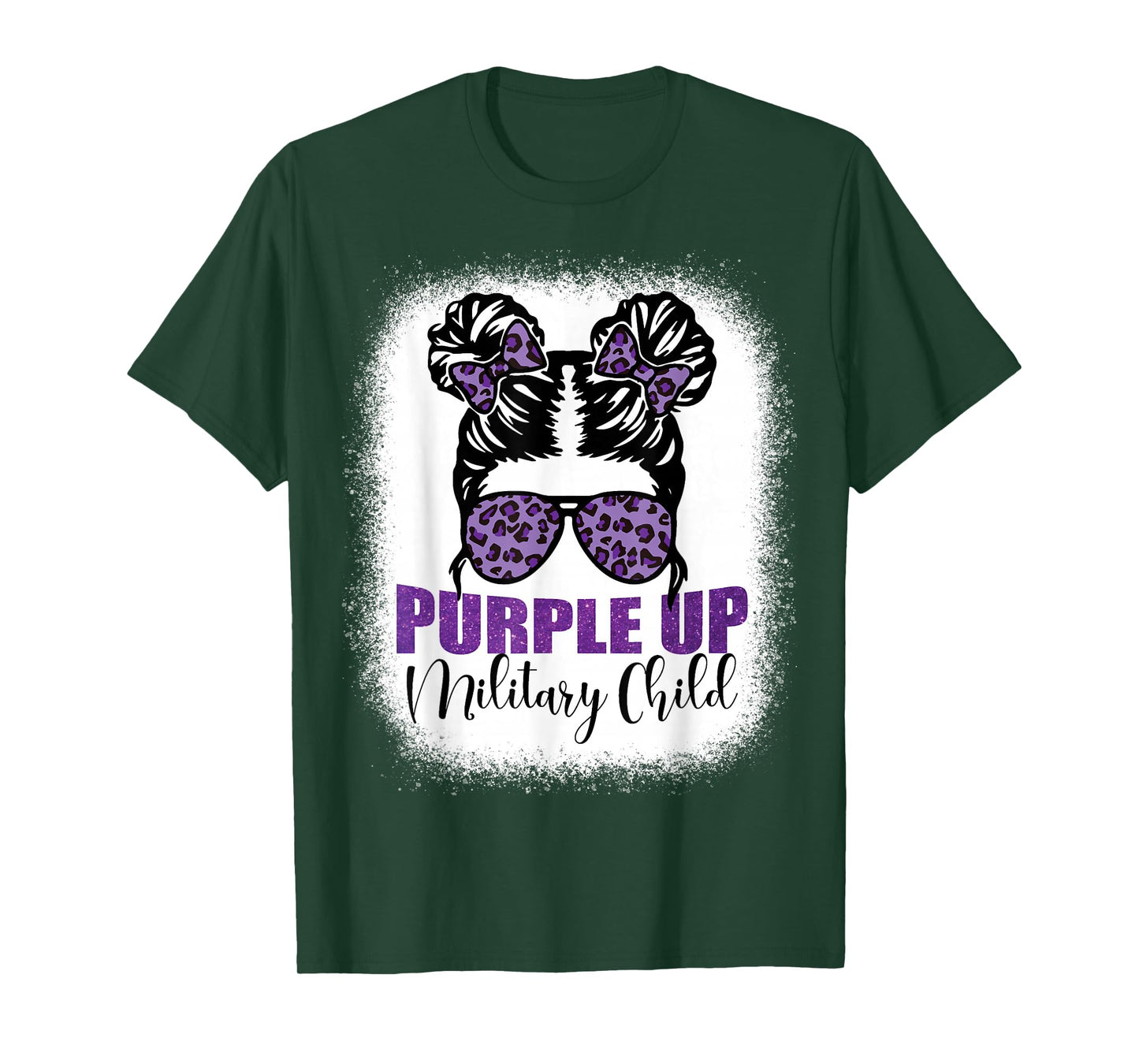 Purple up for military kids Messy bun Military child Month T-Shirt