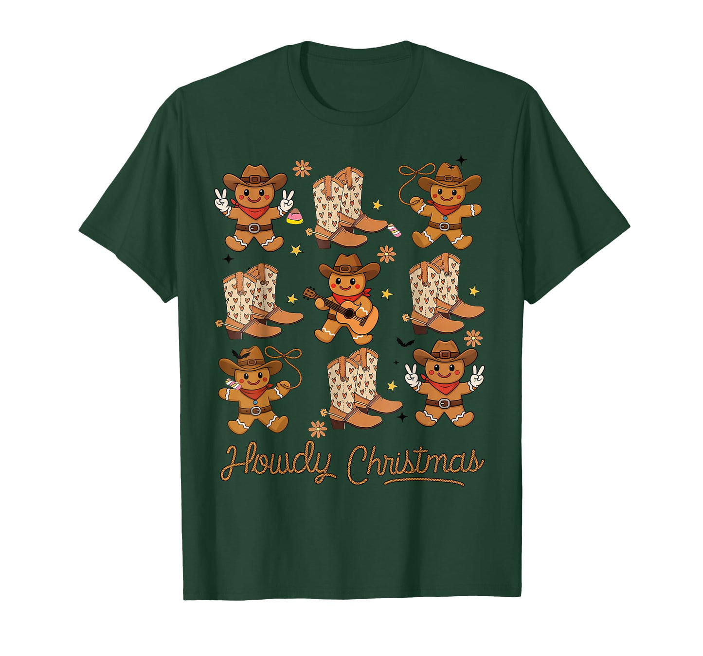 Funny Howdy Christmas Gingerbread Cowboy Rodeo Western Xmas T-Shirt
