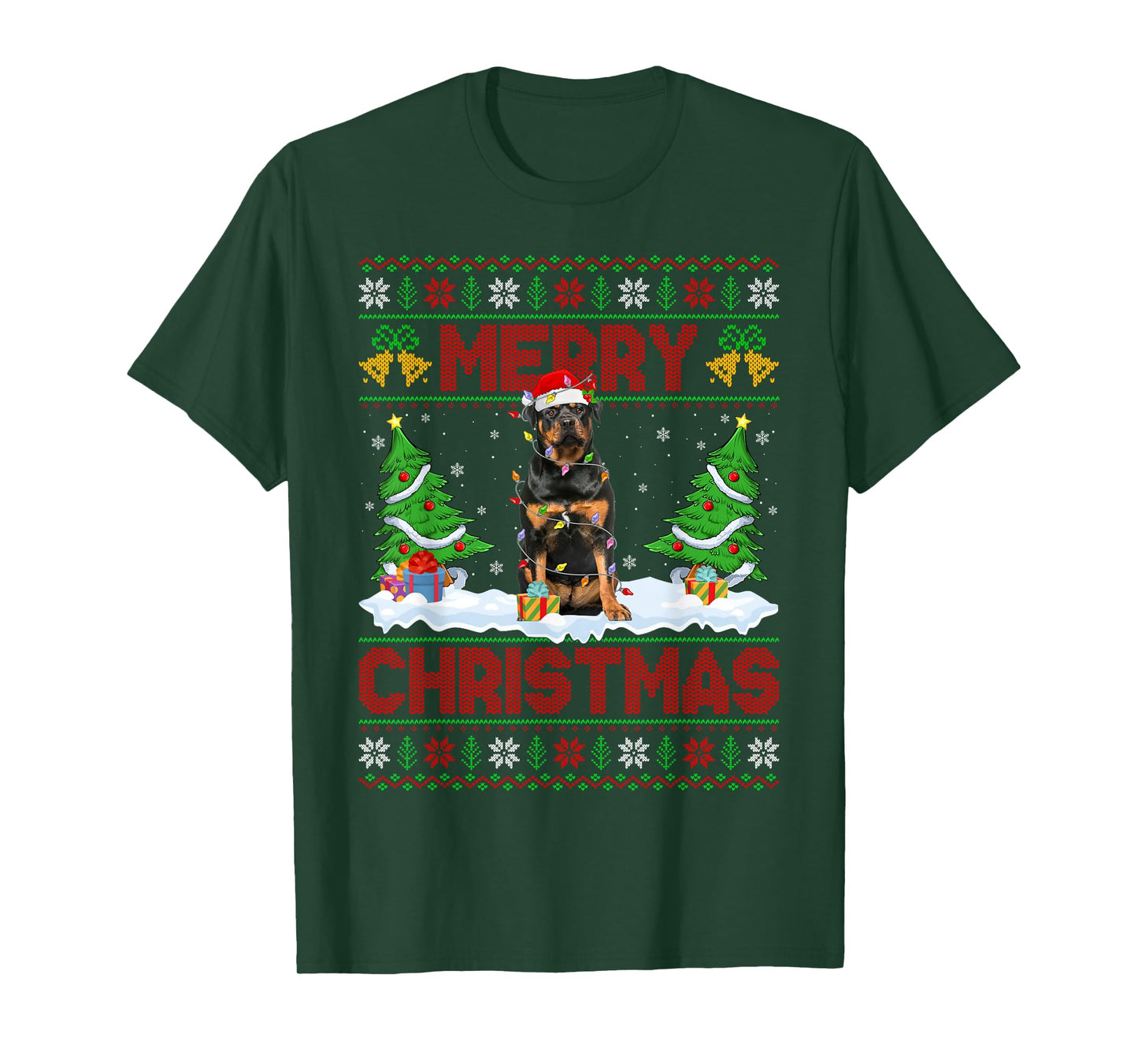 Rottweiler Ugly Xmas Sweater Funny Pet Dog Lover Christmas T-Shirt