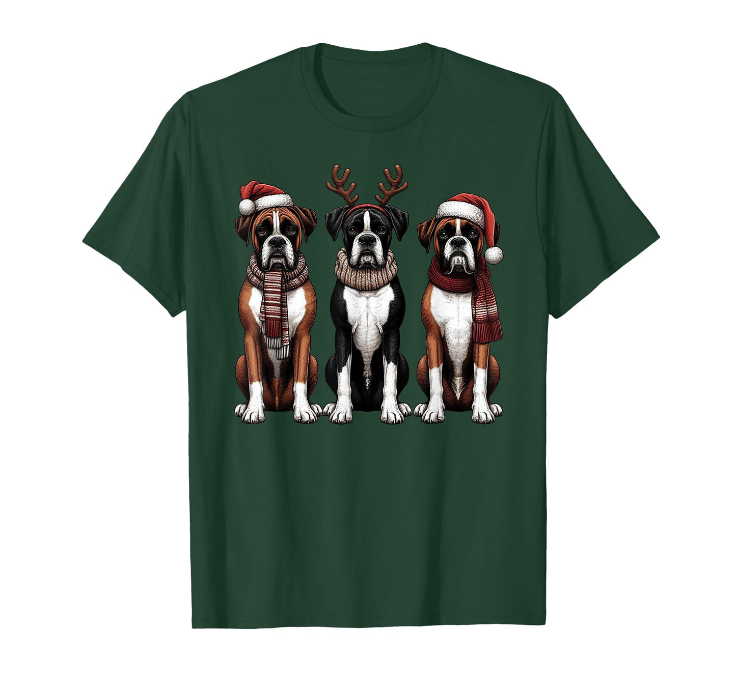 Santa Reindeer Boxer Christmas Boxer Dog Lover Pajama T-Shirt