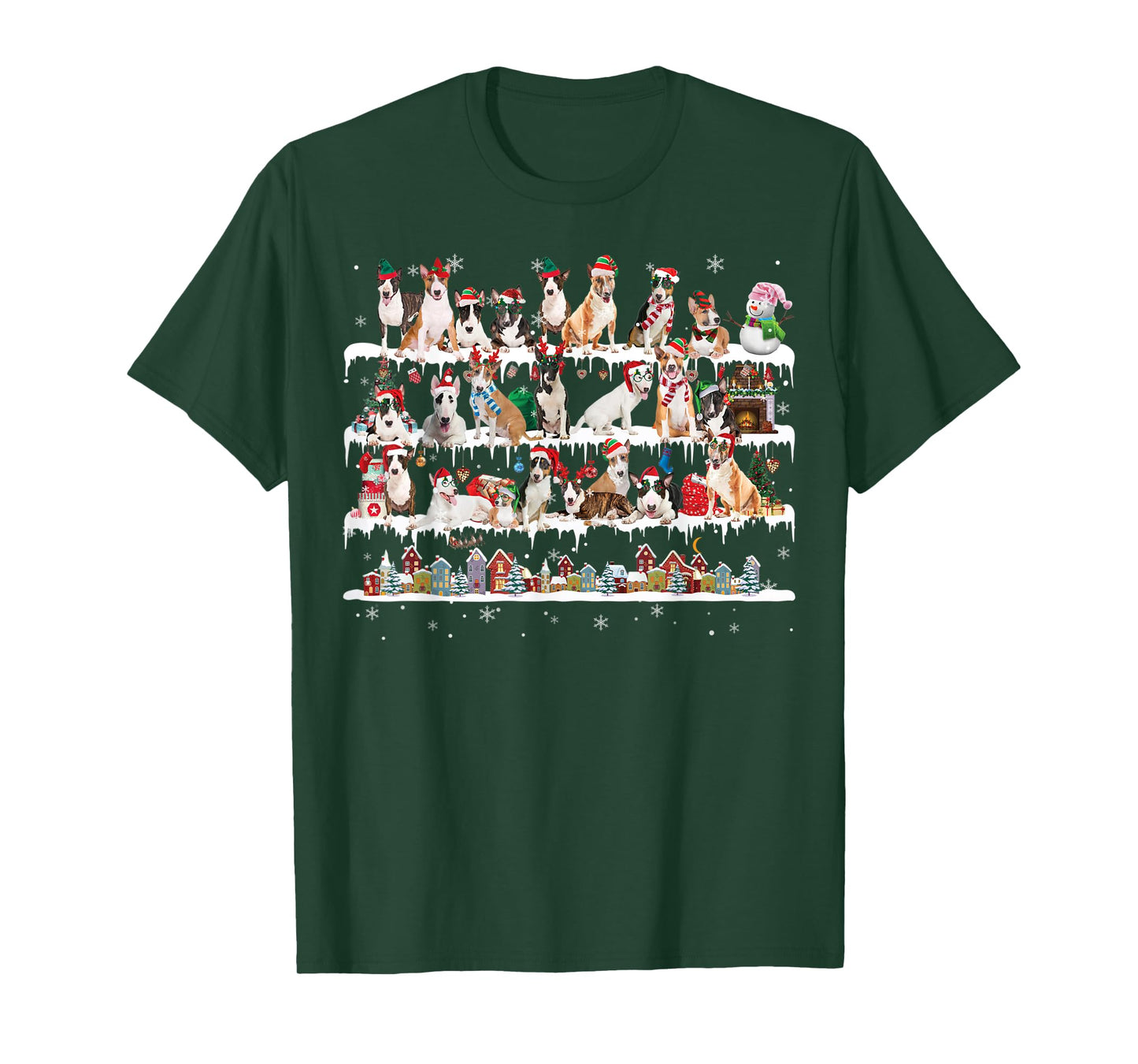 Bull Terrier Christmas Snow Layers Santa Dog Ugly Xmas T-Shirt for Men Women Kids