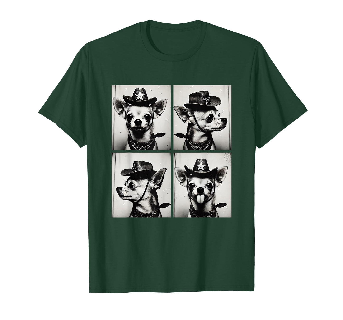 Funny Chihuahuas Cowboy Western Style Cute Photography T-Shirt