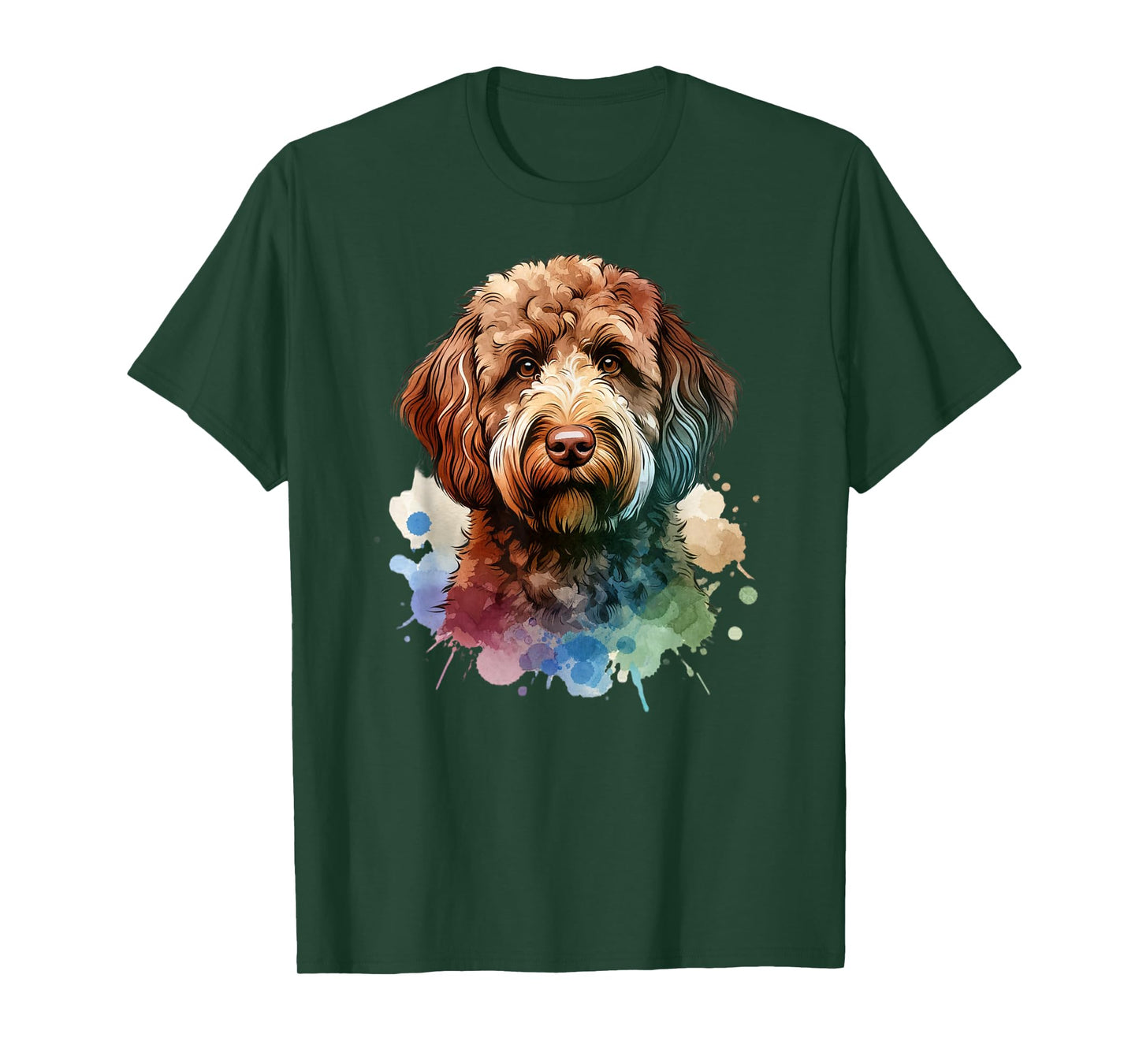 Doggies Unlimited Chocolate Labradoodle Dog Watercolor Artwork T-Shirt