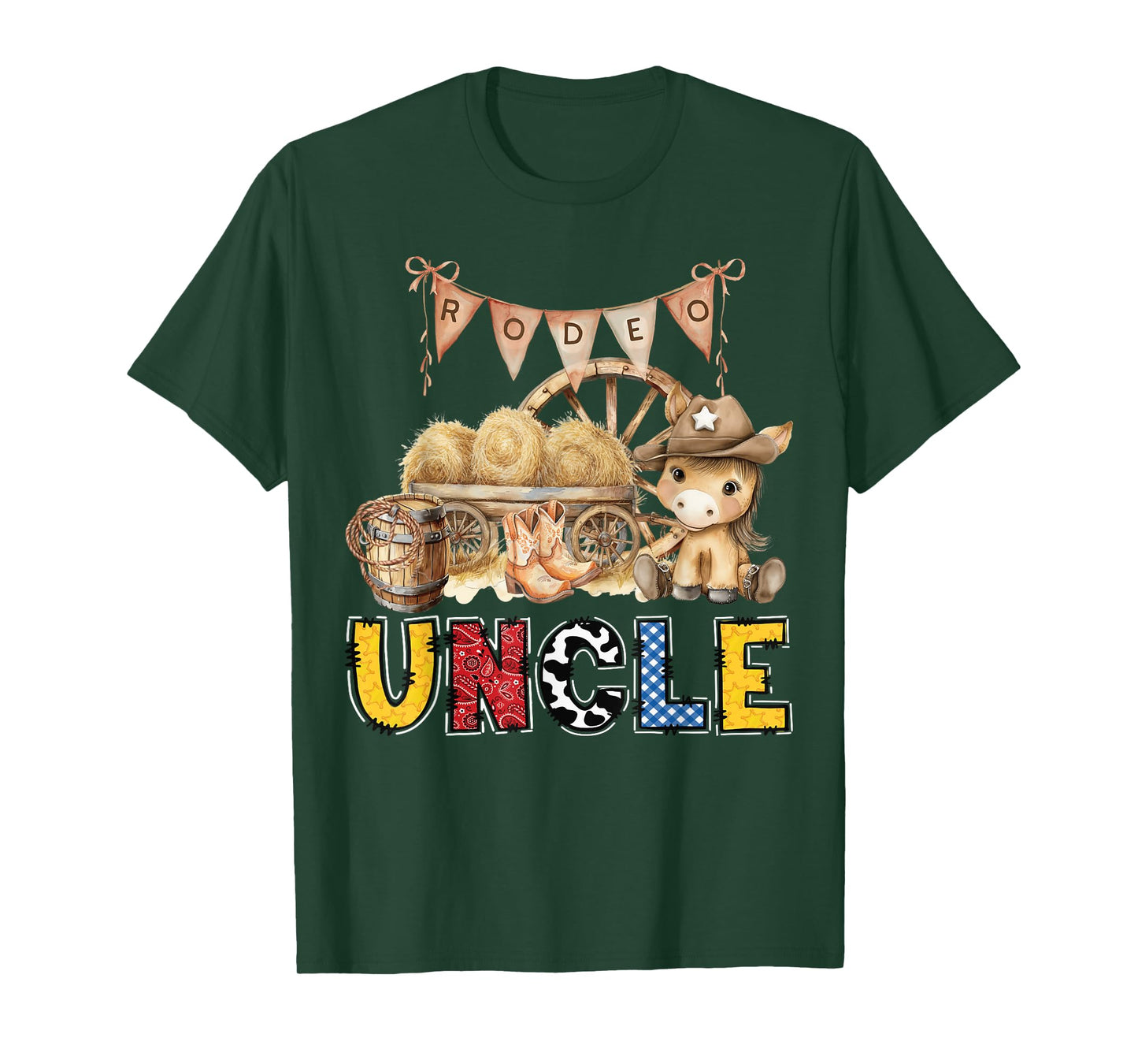 Rodeo Uncle Western Cowboy Birthday Family Matching T-Shirt