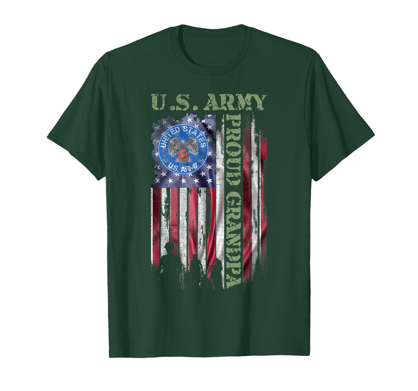 Vintage USA American Flag US Army Proud Veteran Grandpa T-Shirt