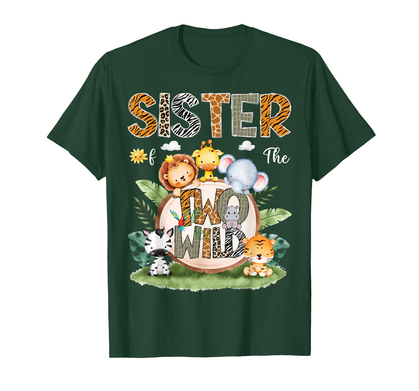 Sister Of The Two Wild 2Nd Birthday Safari Animal Lover T-Shirt
