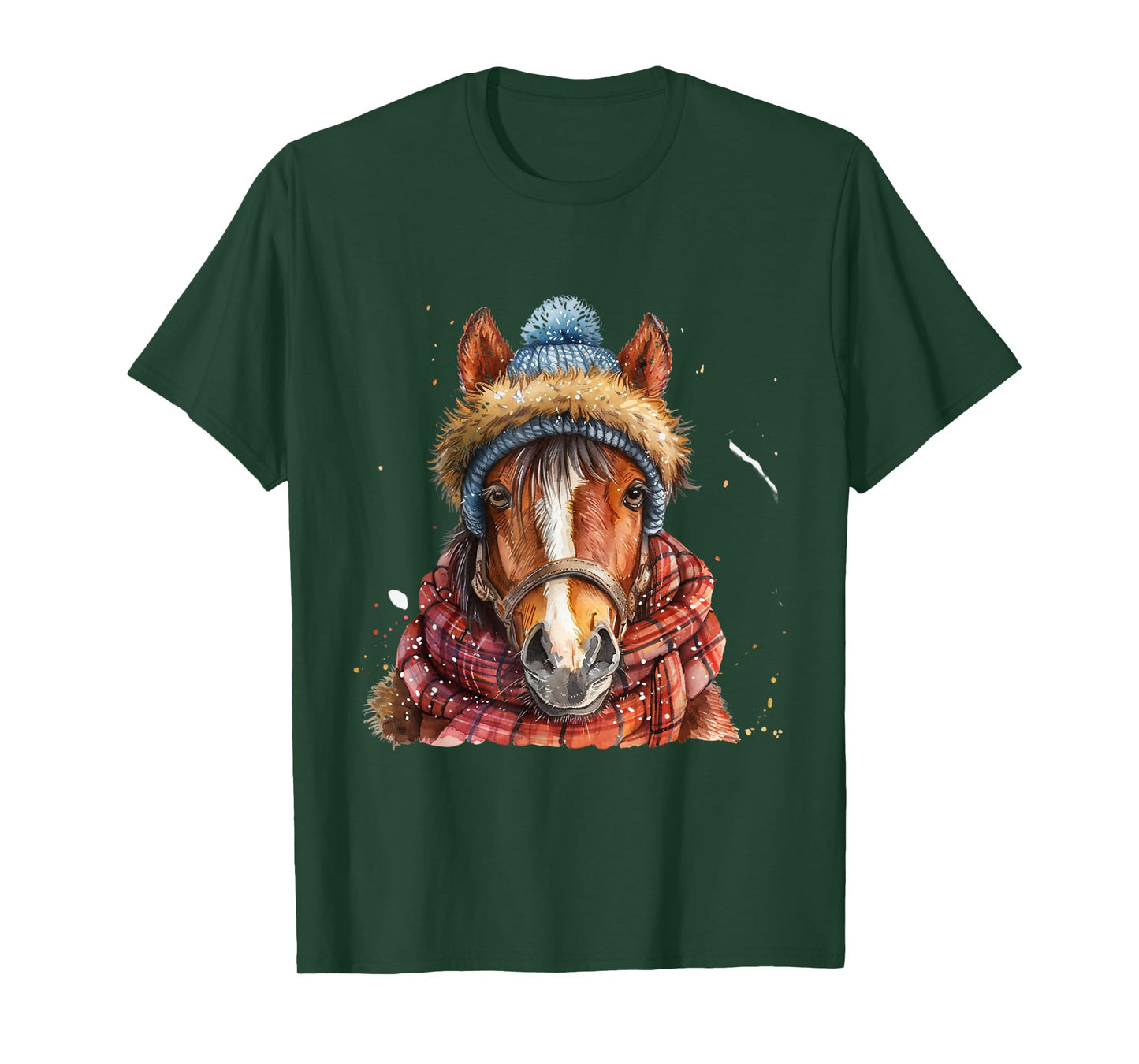Merry Christmas Gifts For The Whole Family Unisex Adult Equestrian Horse Portrait Christmas Horseback Riding T-Shirt