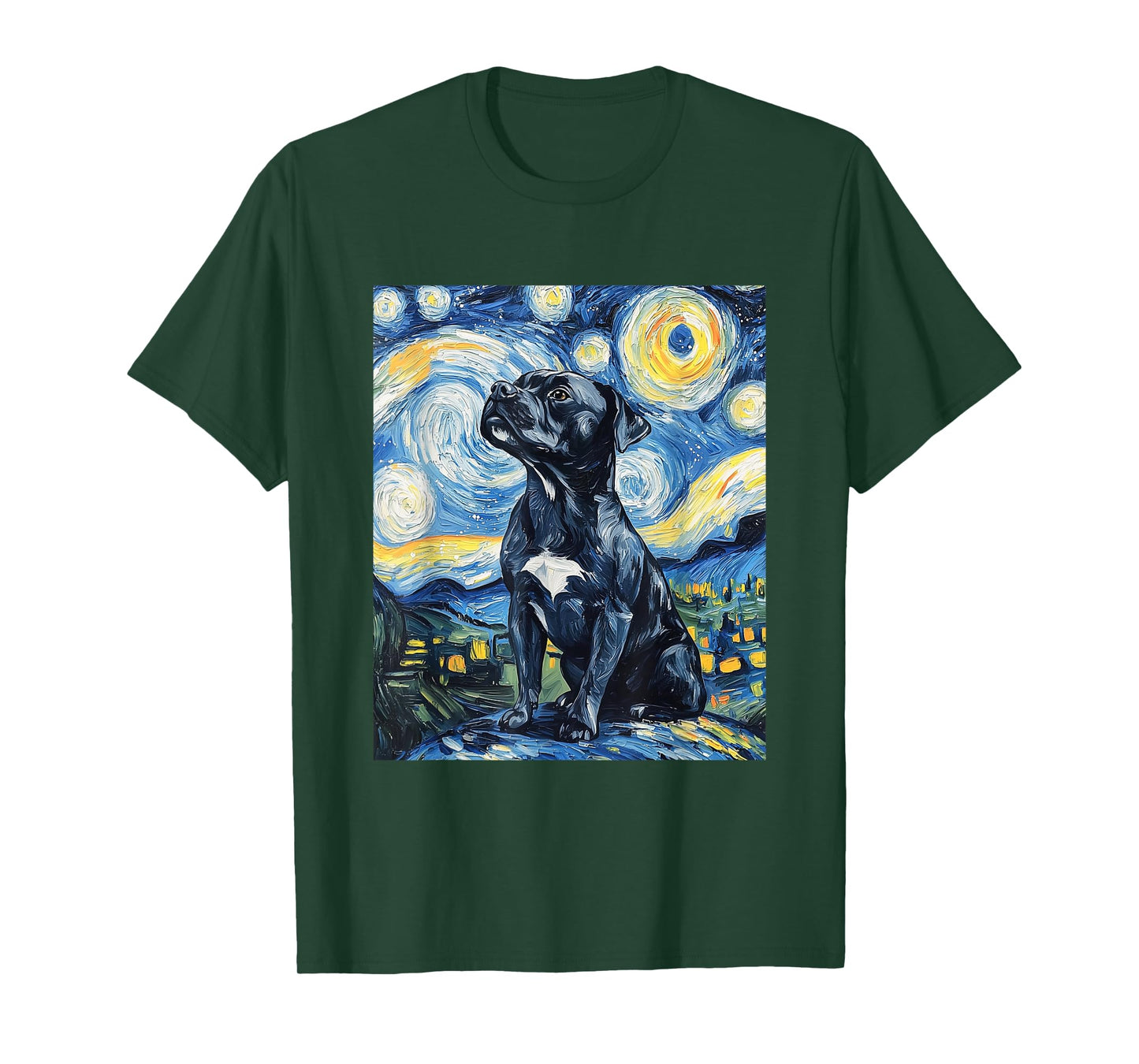 Pitbull Dog Pit Bull Pittie - Van Gogh Style - Starry Night T-Shirt
