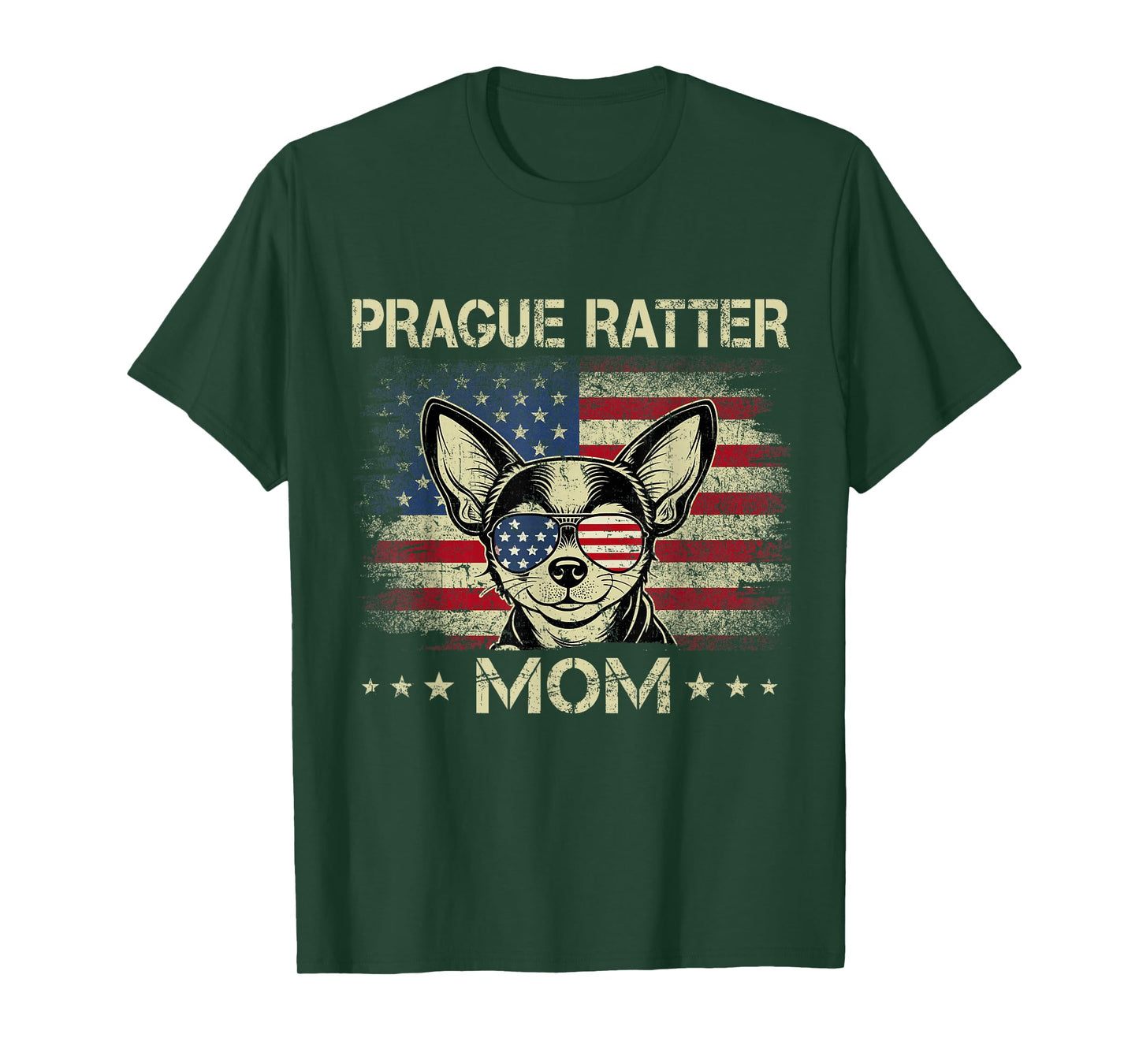 Prague Ratter Mom Dog Vintage American Flag 4th Of July T-Shirt