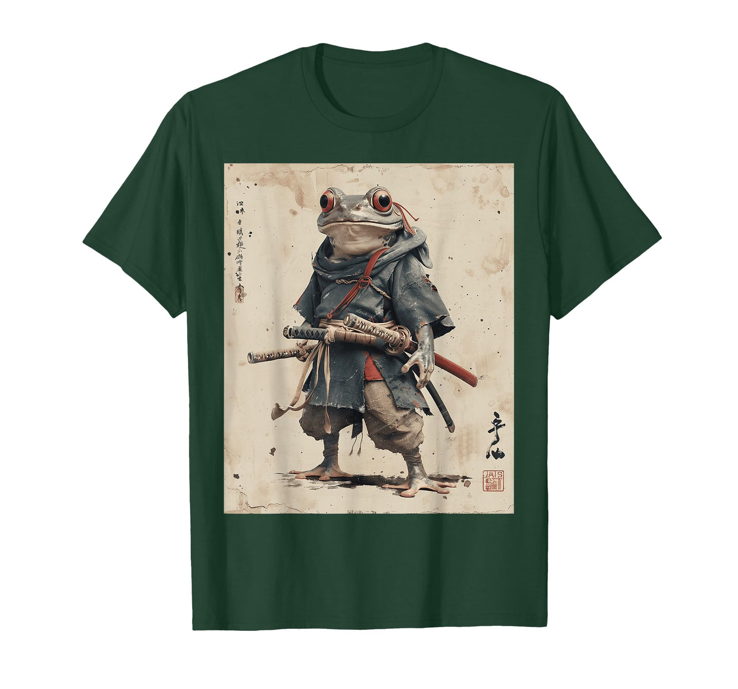 Samurai Frog Warrior Japanese Ukiyo-e Art Vintage Aesthetic T-Shirt