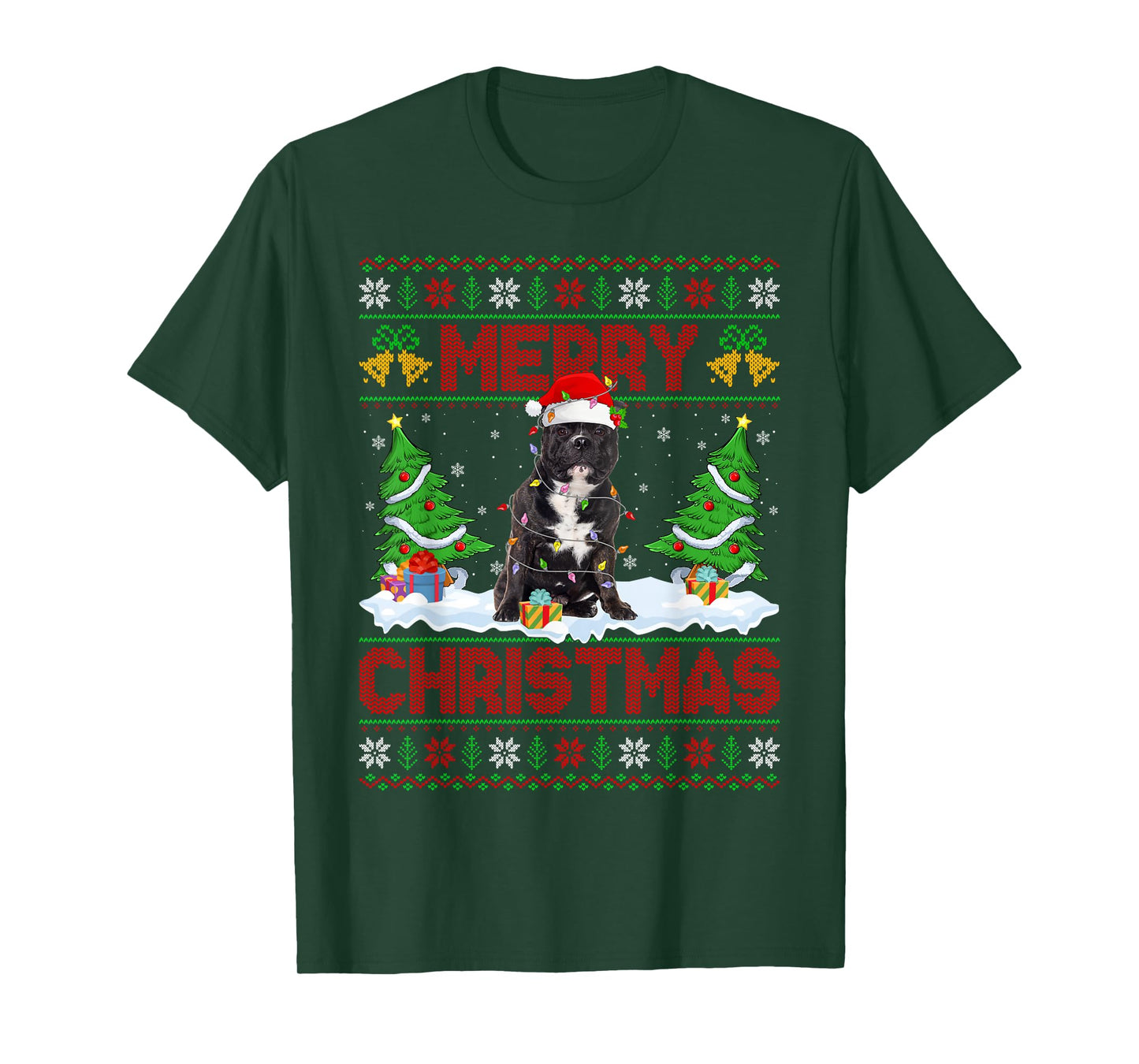 Pitbull Dog Ugly Xmas Sweater Funny Pet Dog Lover Christmas T-Shirt