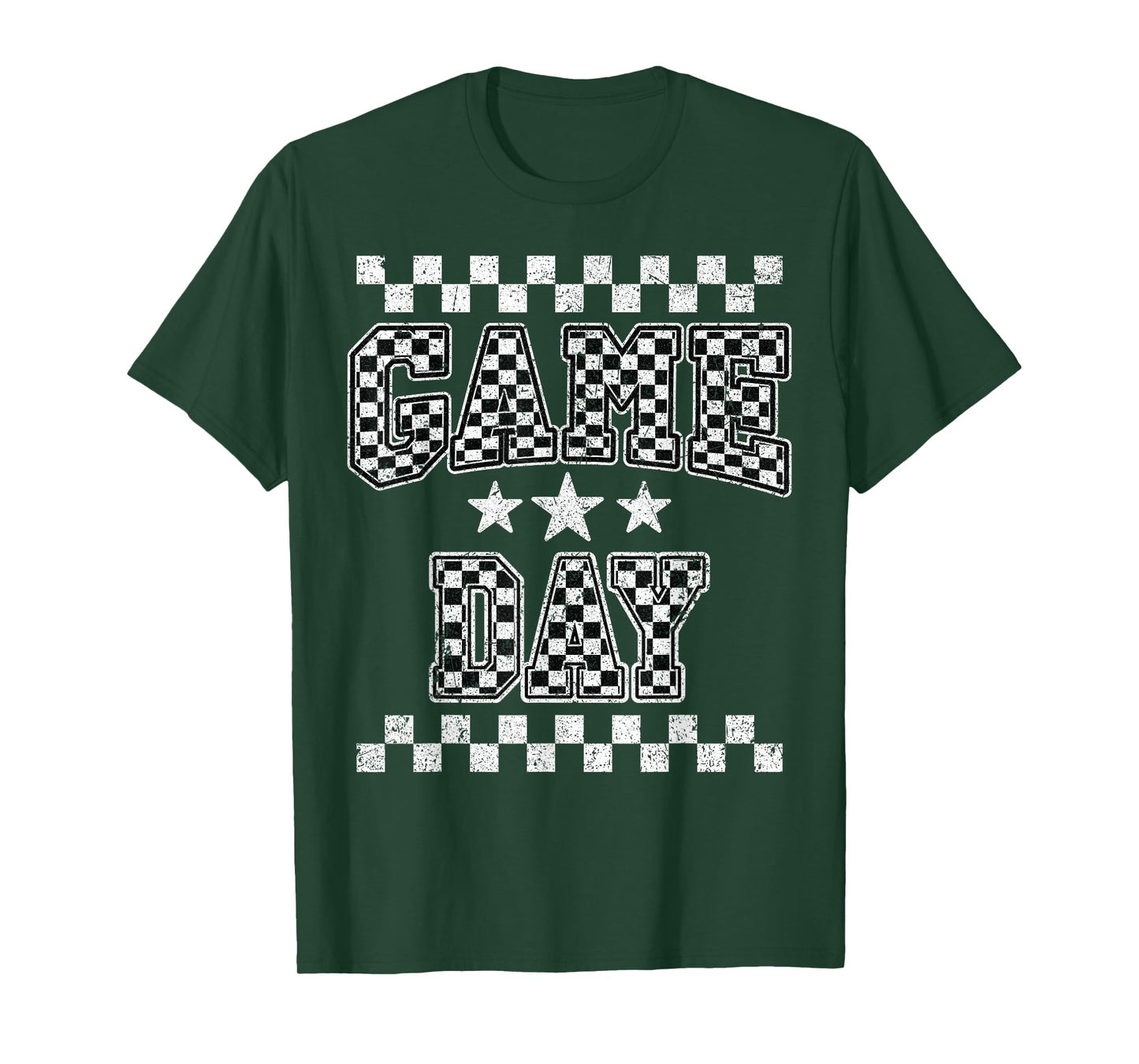 Retro Black White Football Season Checkered Game Day T-Shirt