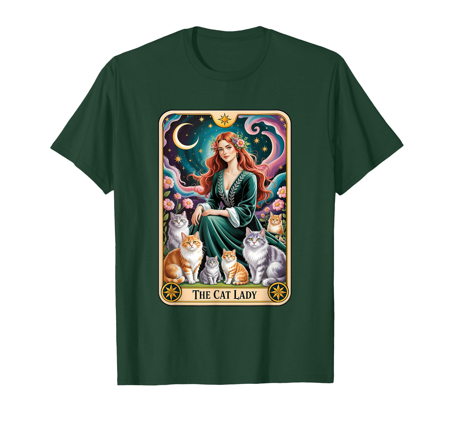 Cat Lady Tarot Card Halloween Witchy Gothic Cat Mom T-Shirt