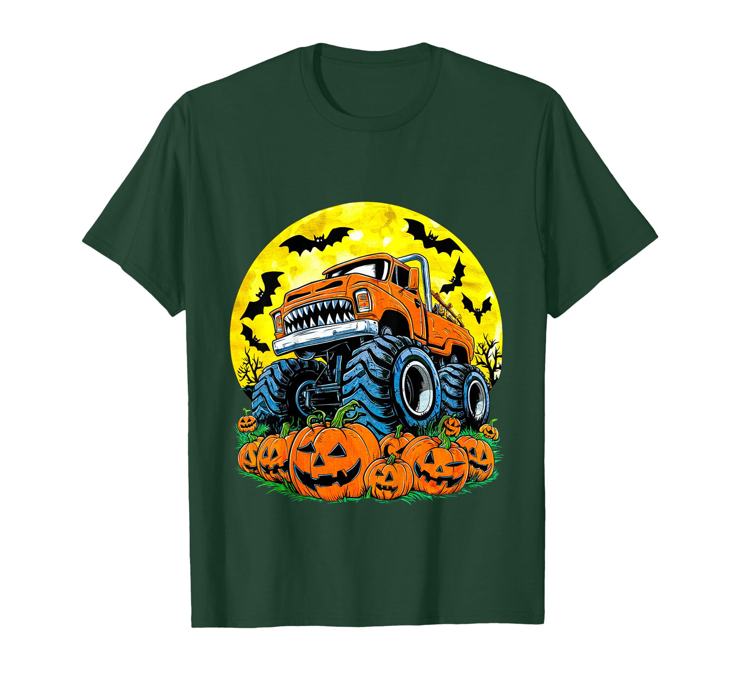 Monster Truck Halloween Jack O Lantern Moon Pumpkin Toddler T-Shirt