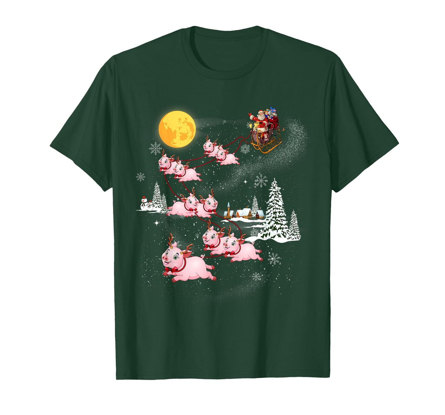 Funny Santa Riding Pig Ugly Christmas Pajama Family Matching T-Shirt