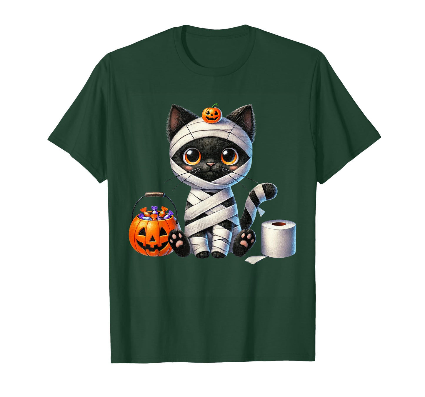 Cute Halloween Black Cat Pumpkin Trick or Treat Girls Boys T-Shirt