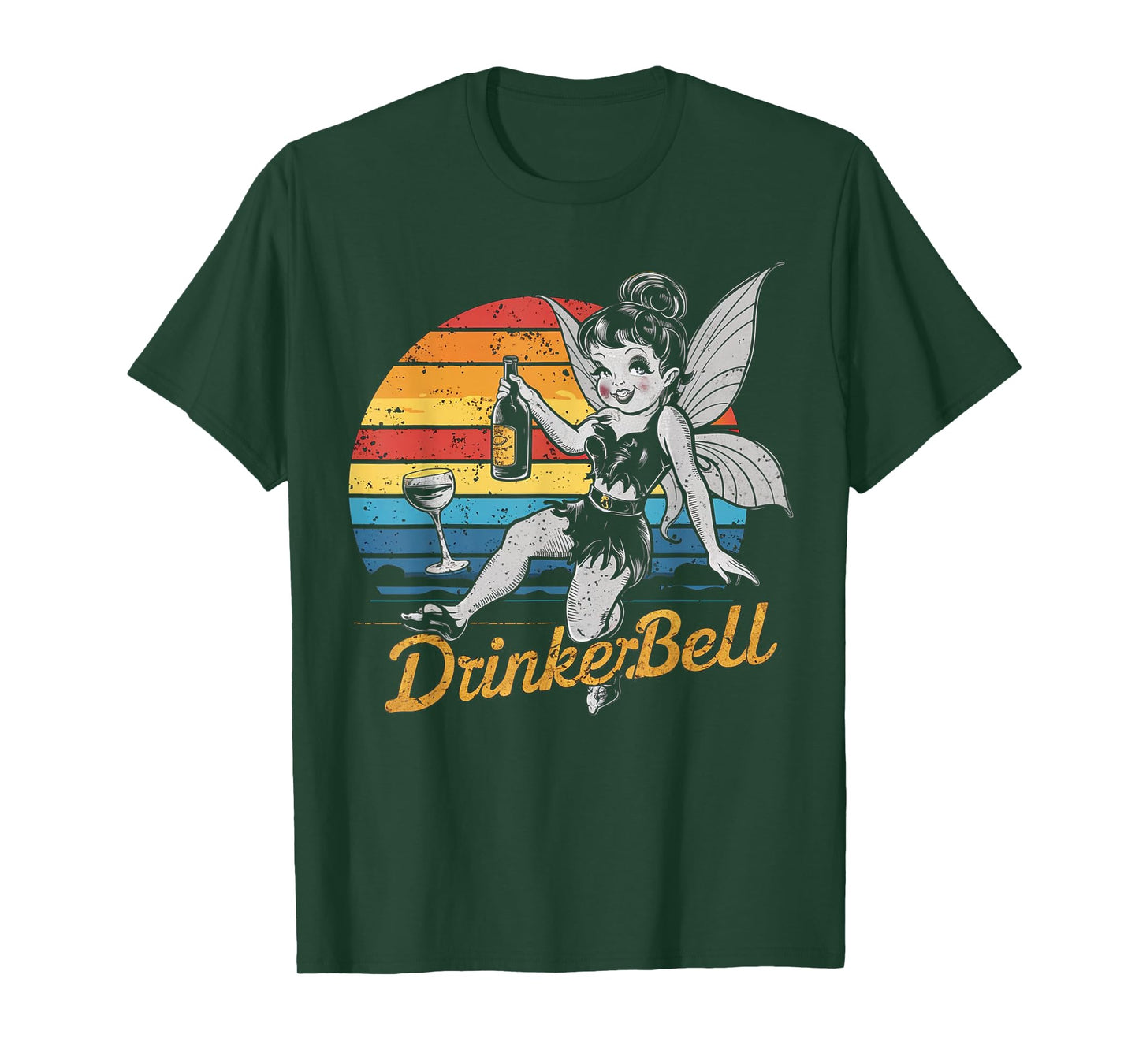 Vintage retro sunset Drinkerbell Funny Drinking Funny Saying T-Shirt