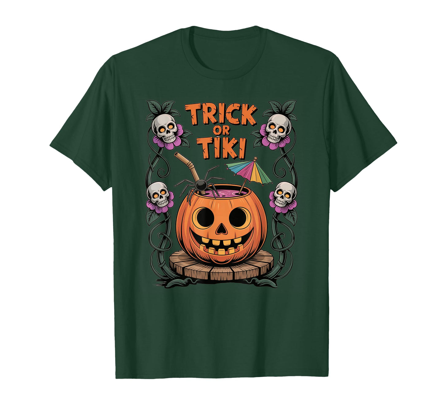 Summerween Trick or Tiki Pumpkin Summer to Halloween T-Shirt