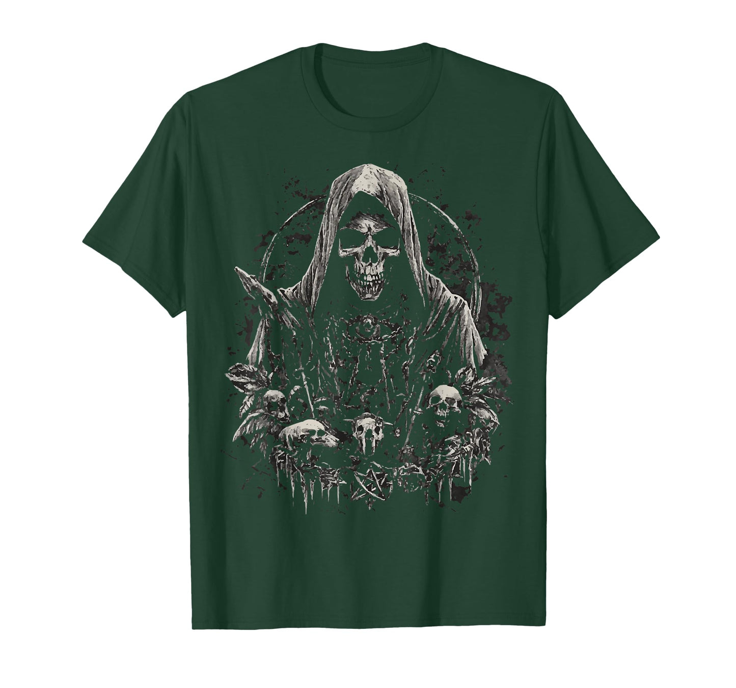 Occult Grim Reaper Pentagram Ritual T-Shirt