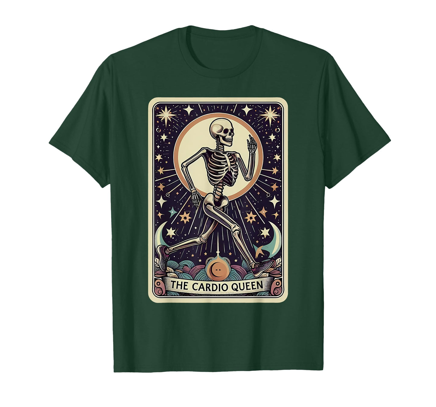Cardio Queen Tarot Card Skeleton Workout Running Aesthetic T-Shirt