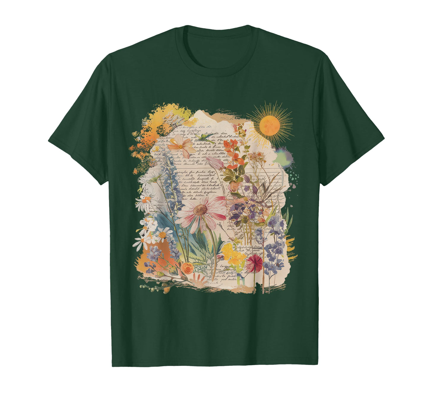 Floral Women TShirt Vintage Boho Wildflower Botanical Flower T-Shirt