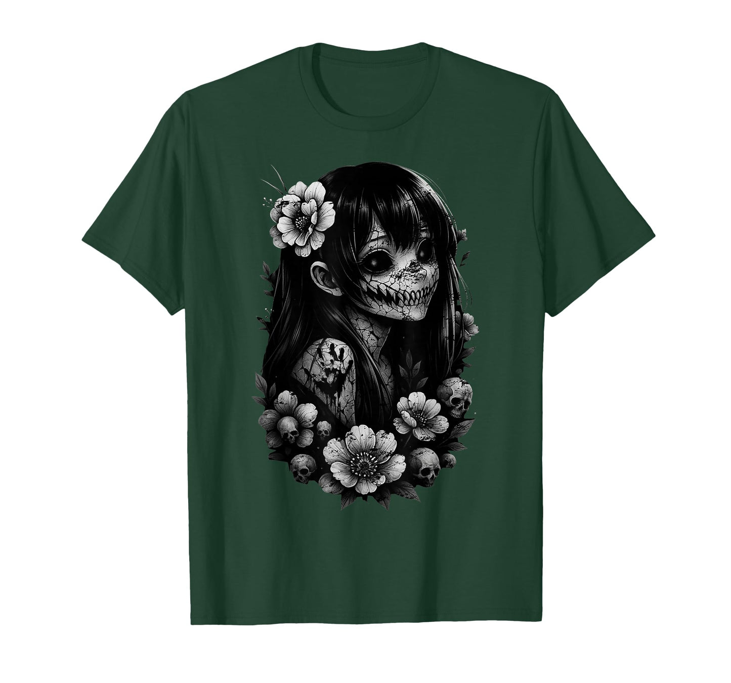 Otaku Manga Horror Japanese Aesthetic Creepy Anime Girl Goth T-Shirt