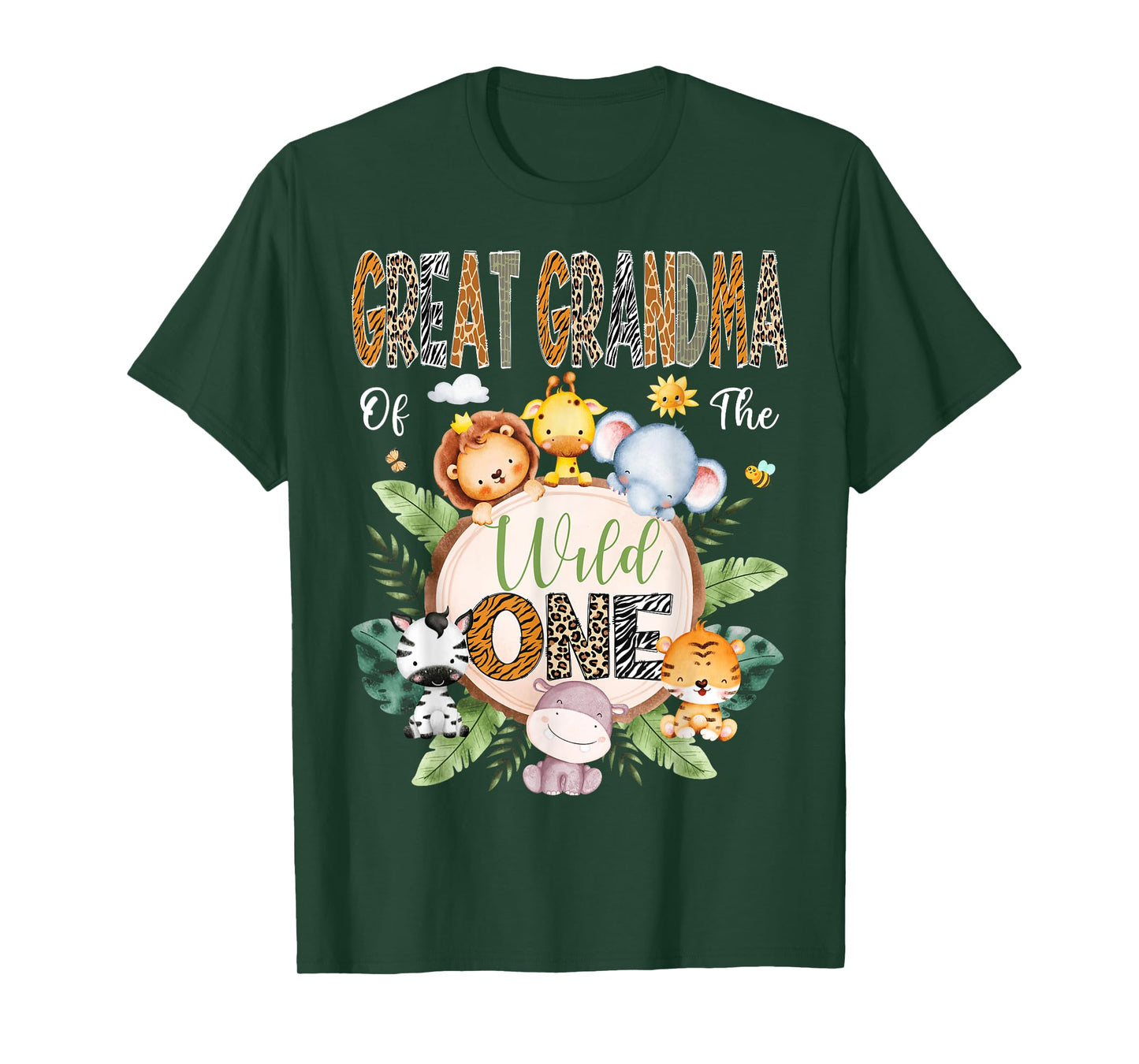 Great Grandma Of The Wild One 1St Birthday Safari Jungle T-Shirt
