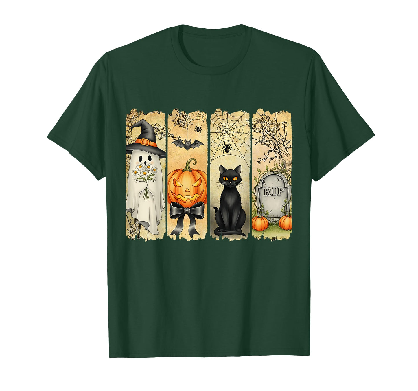 Spooky Season Vintage Halloween Ghost Pumpkin Coquette Bow T-Shirt