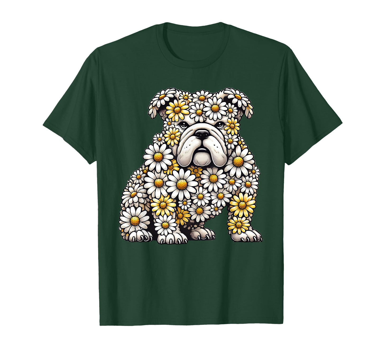 Daisy English Bulldog Dog Flower Gardening Floral T-Shirt