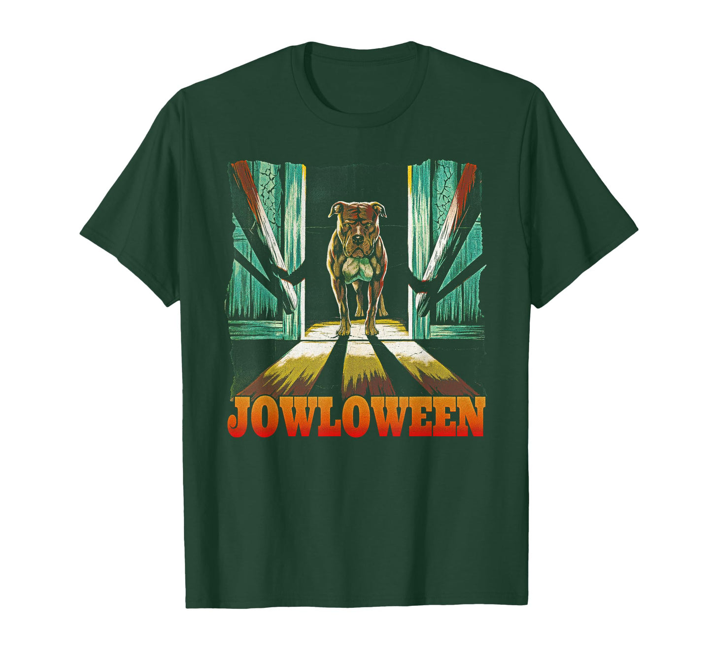 Funny Pitbull Jowls Spooky Halloween Pittie Dog Mom Dog Dad T-Shirt for Men Women