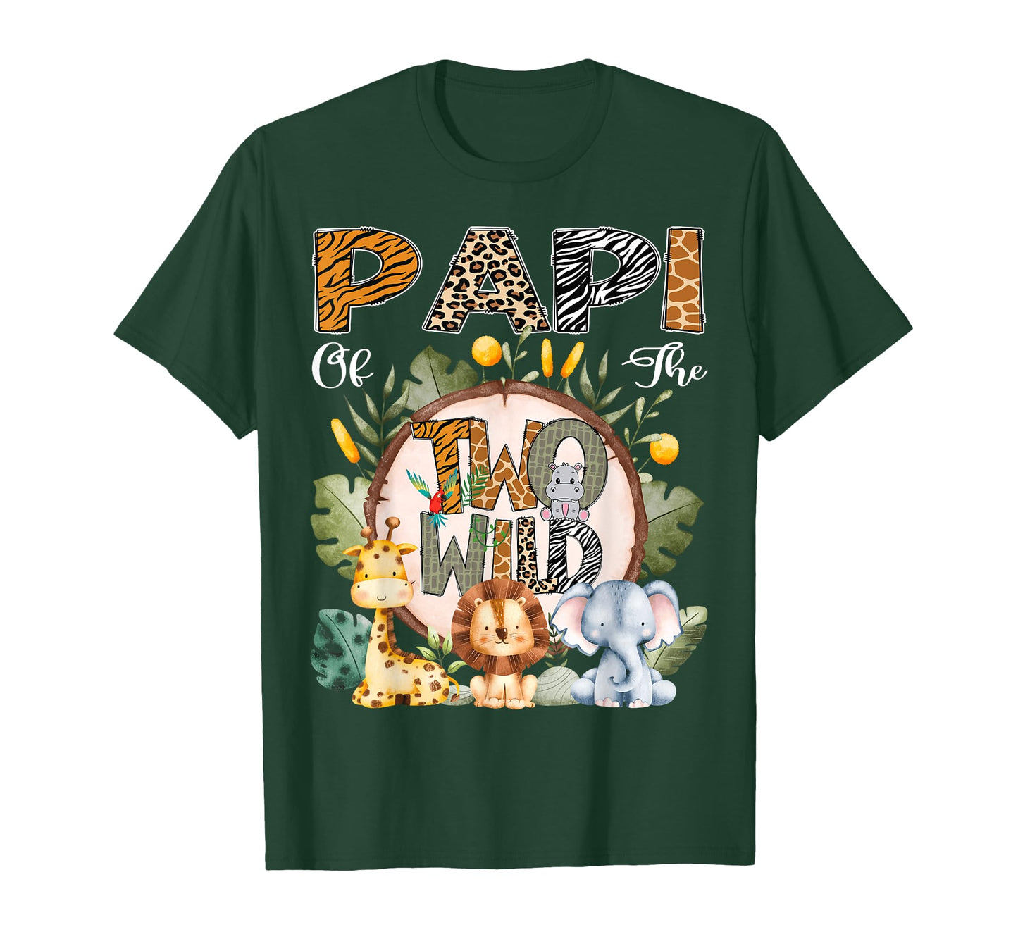 Papi Of The Two Wild Animal Safari 2Nd Birthday Party T-Shirt