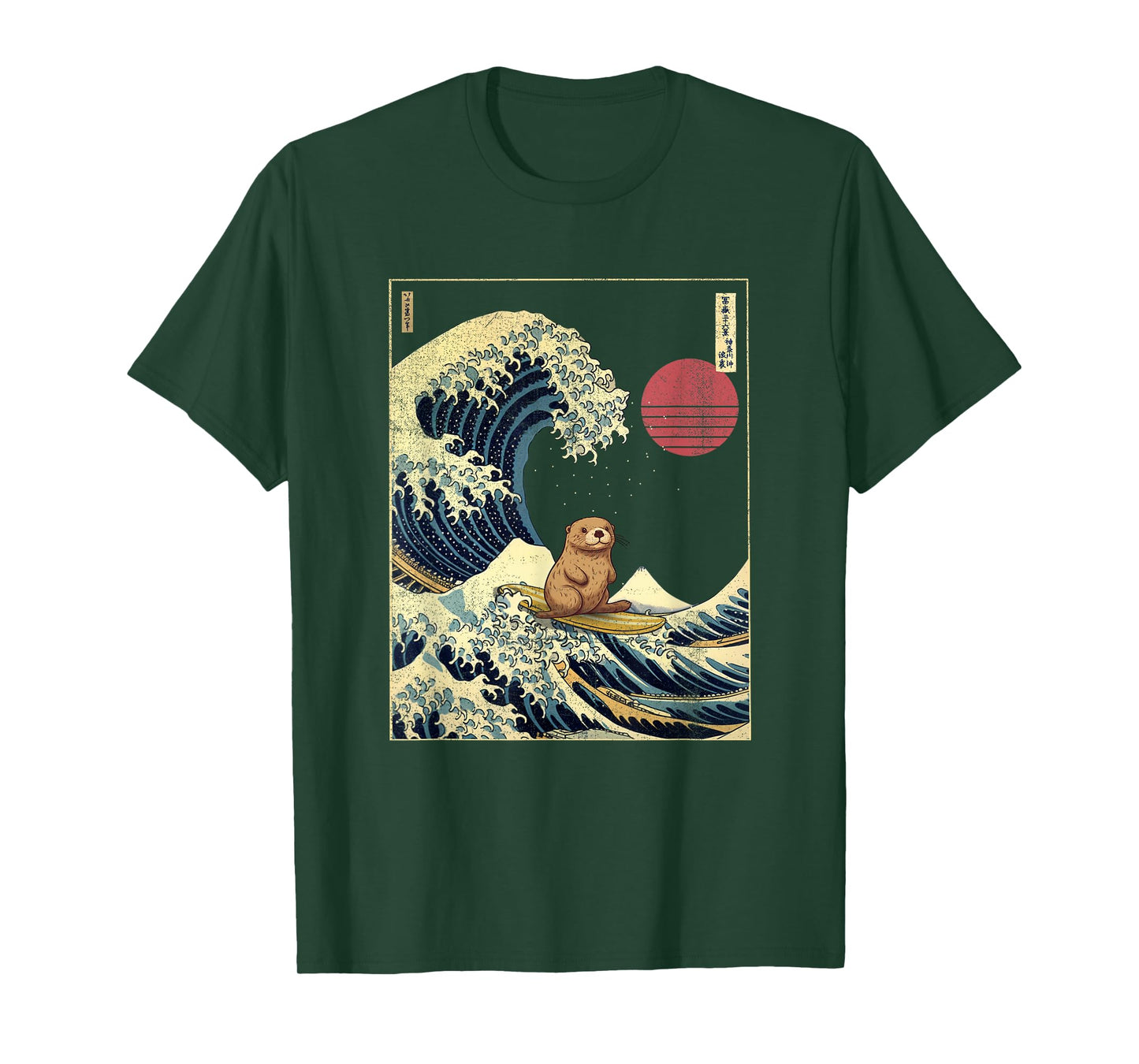 Sea Otter Japanese Kanagawa Wave Funny Surf Animal T-Shirt
