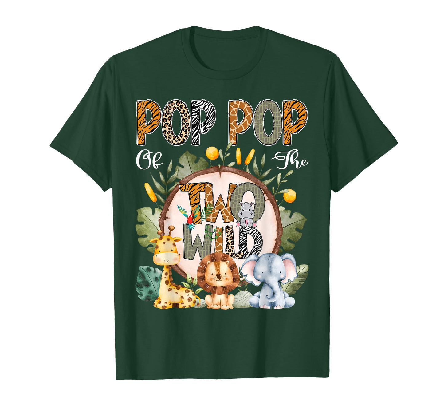 Pop Pop Of The Two Wild Animal Safari 2Nd Birthday Party T-Shirt