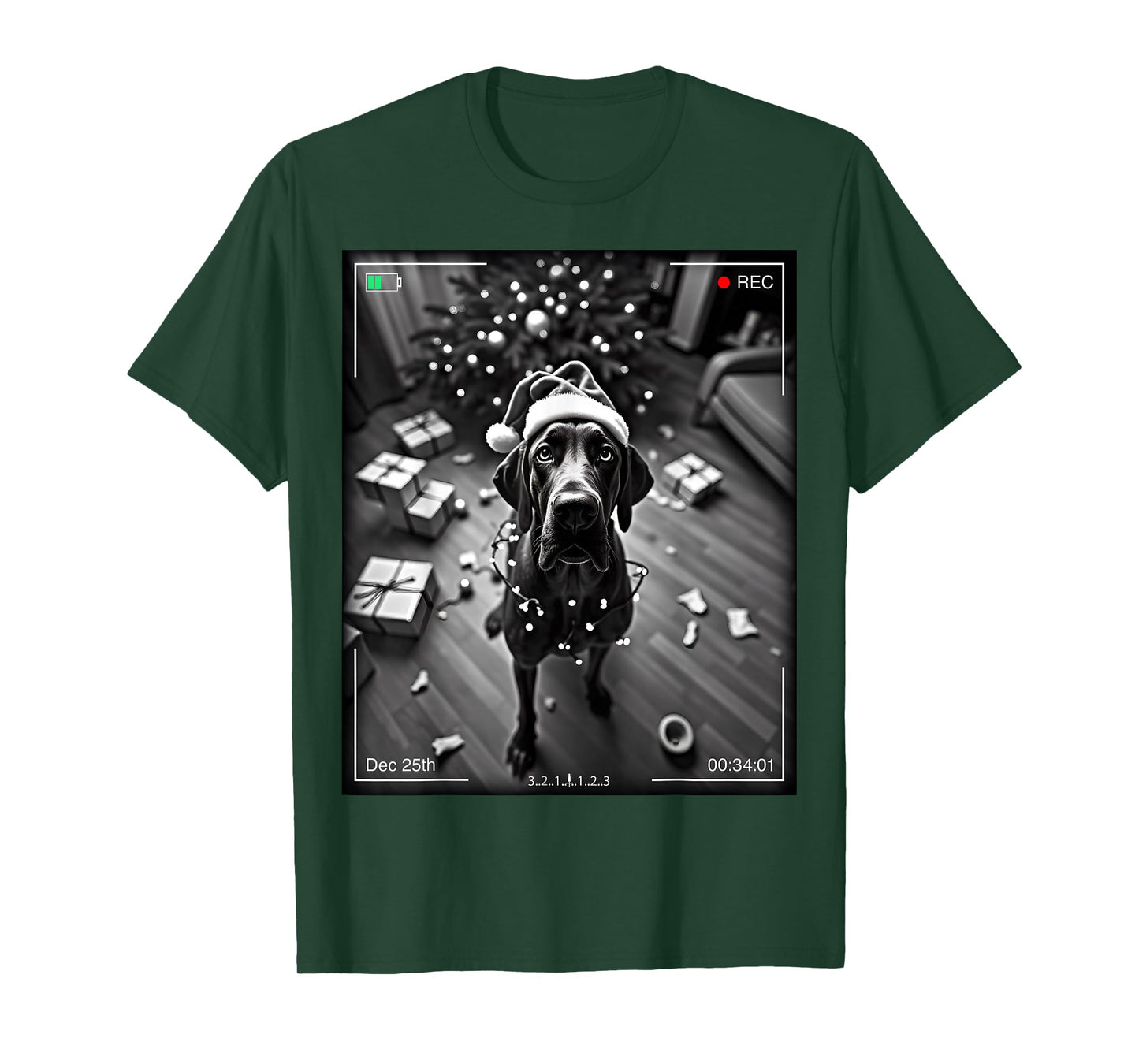 Christmas Great Dane Caught On Camera T-Shirt