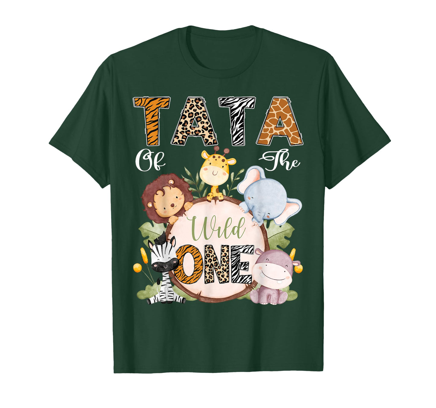 Tata Of The Wild One 1St Birthday Safari Woodland T-Shirt