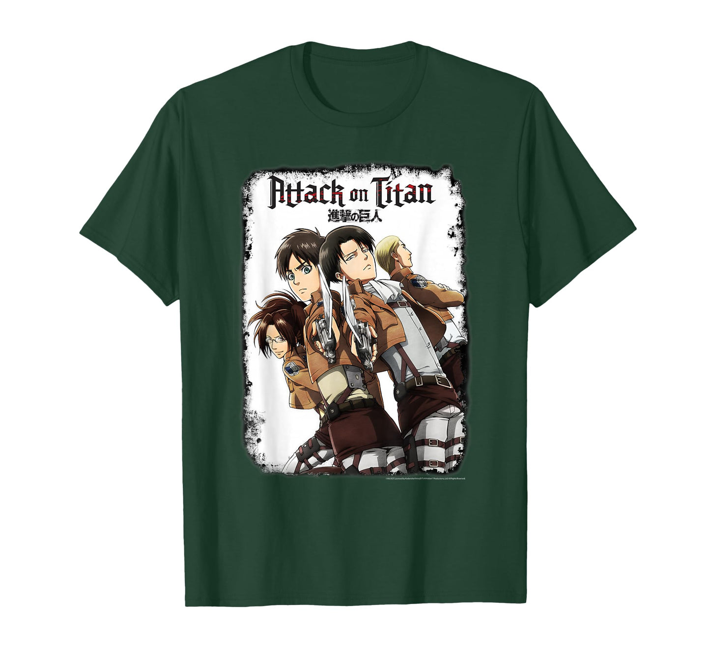 Attack on Titan Group Portrait with Swords and Logo Anime T-Shirt