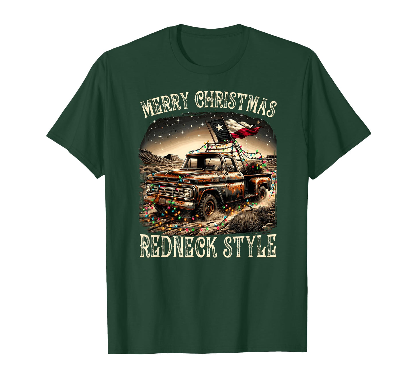 Merry Christmas Redneck Style - Pick up Truck T-Shirt