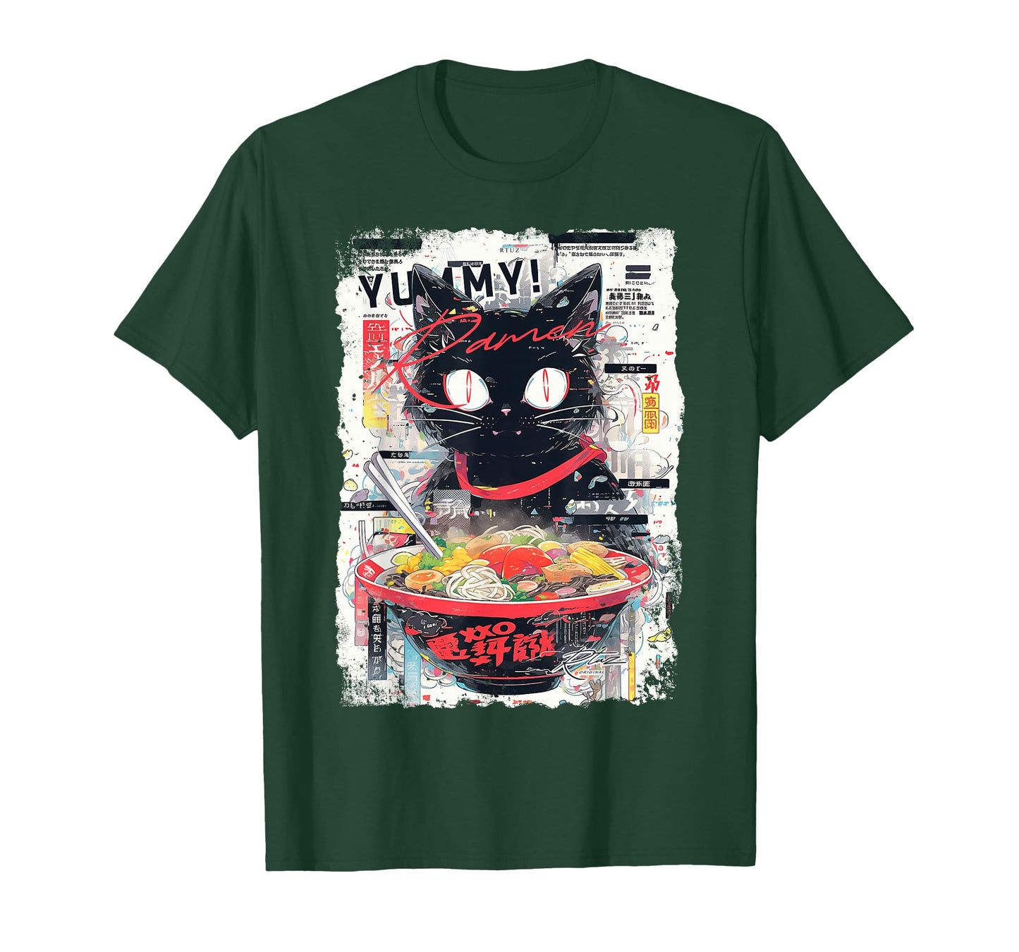 Ramen Noodles Cat Japan Y2K Kawaii Retro Cats Manga Anime T-Shirt