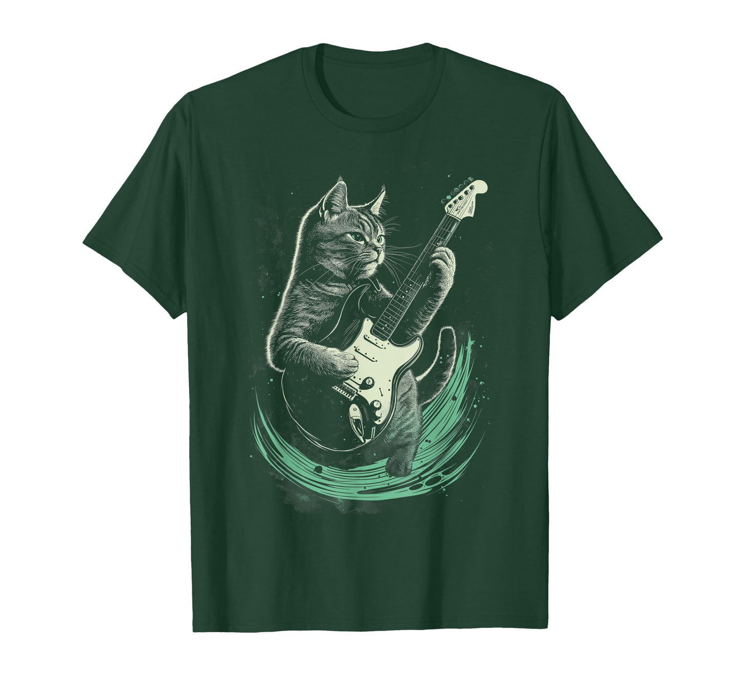 Cat Playing Guitar Rock Star Rock and Roll For Men Women Kid T-Shirt