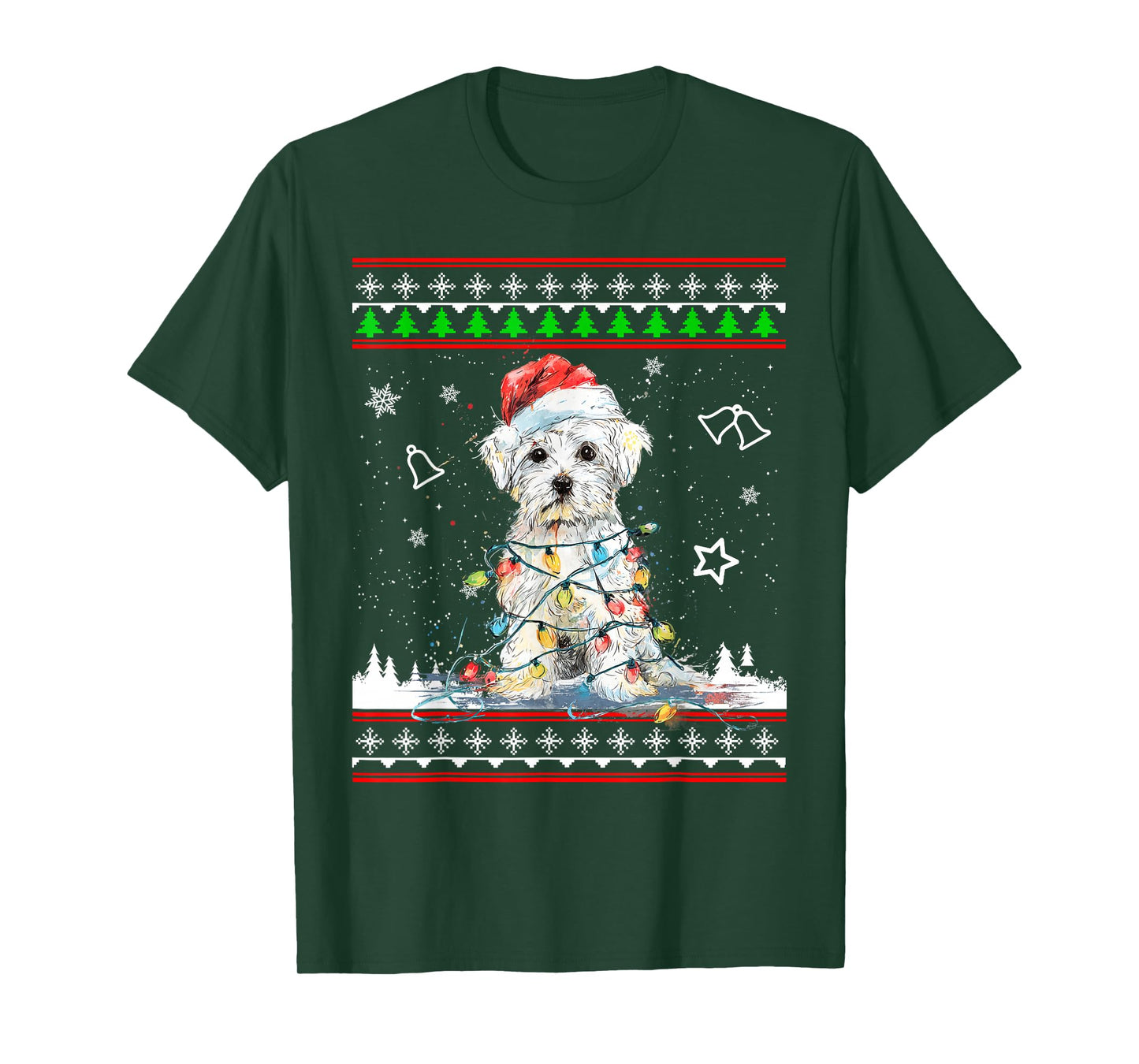 Maltese Christmas Ugly Sweater Funny Dog Xmas T-Shirt
