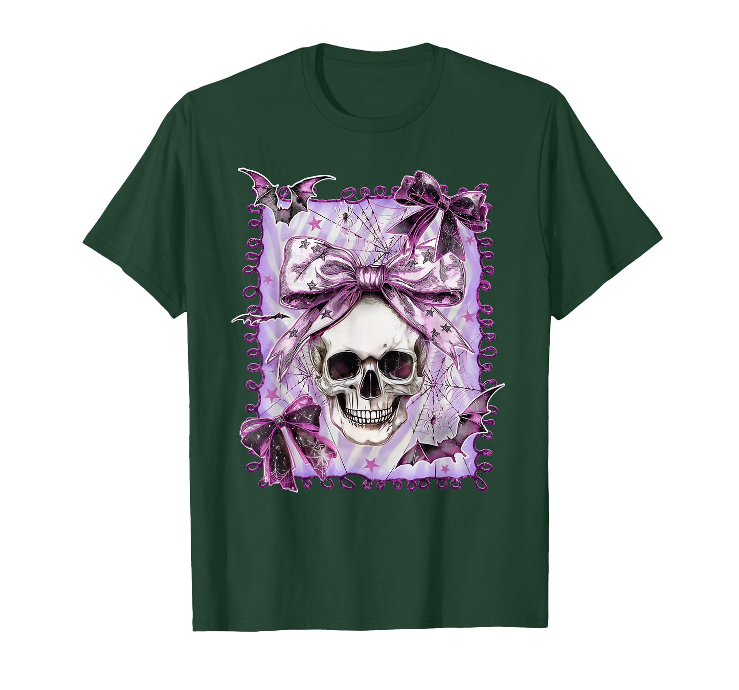 Coquette Bow Skull Skeleton Spooky Season Halloween Funny T-Shirt