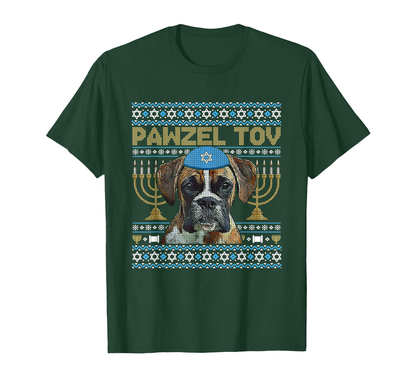 Pawzel Tov Jewish Boxer Dog Funny Hanukkah T-Shirt