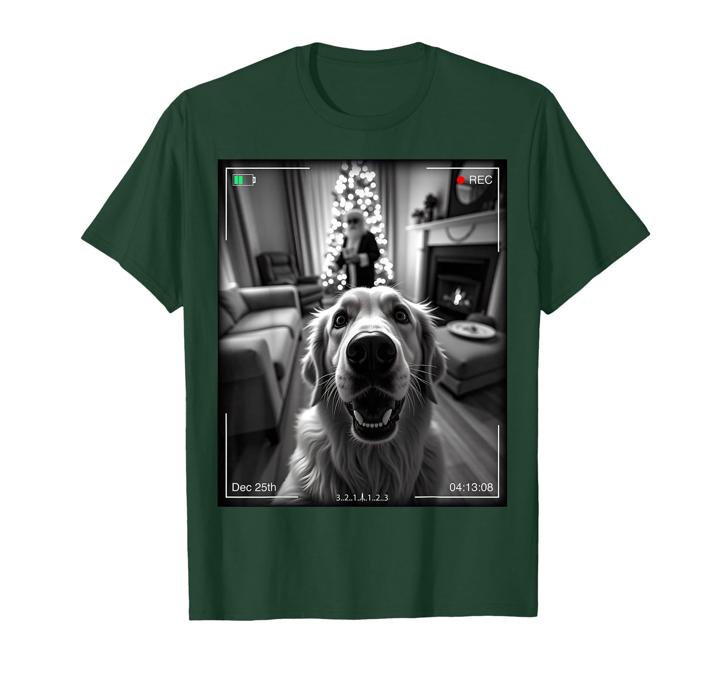 Golden Retriever Catches Santa On Camera Xmas T-Shirt