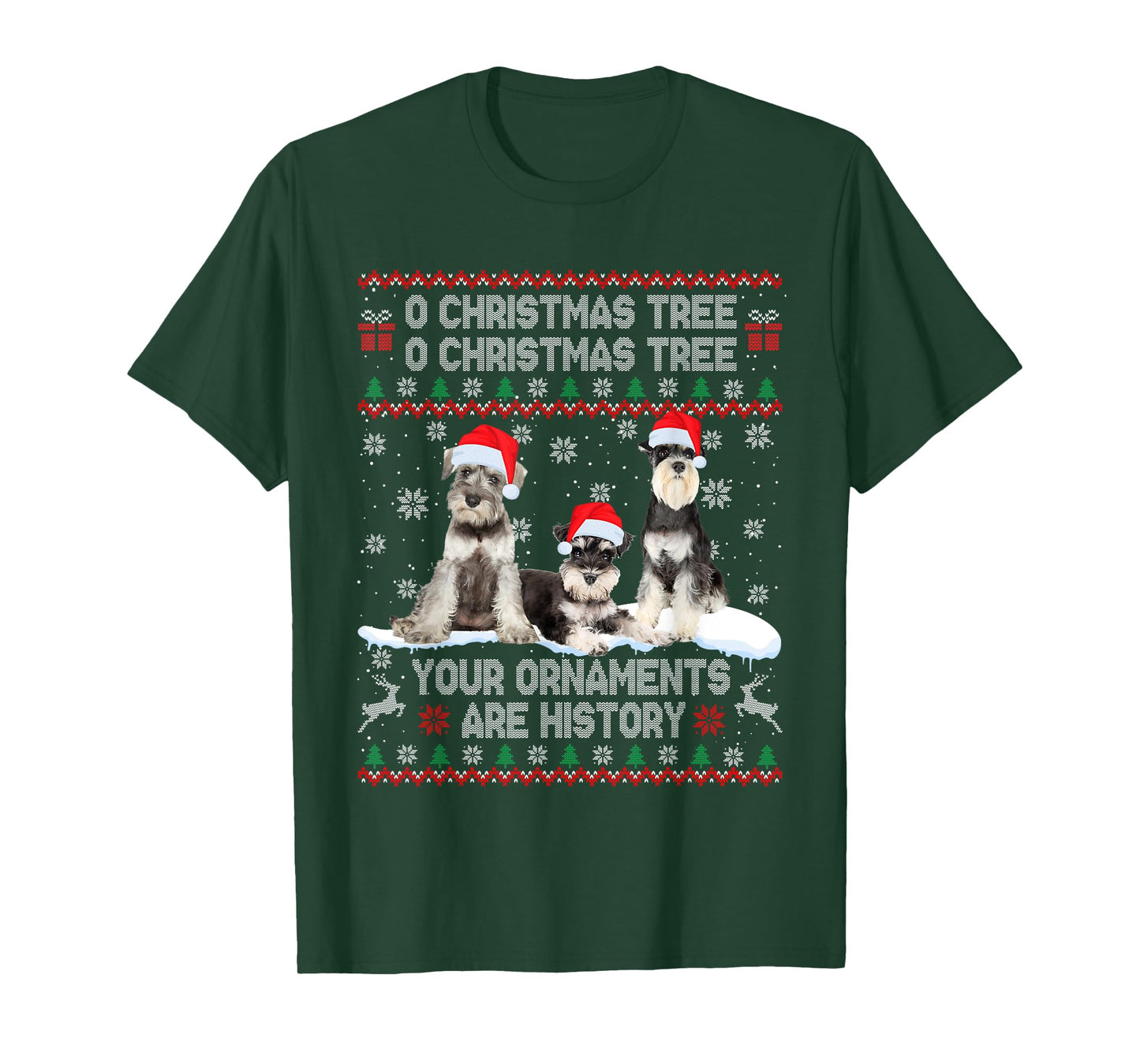 Schnauzer Dog Ugly Sweater Christmas Light Xmas Pajama T-Shirt